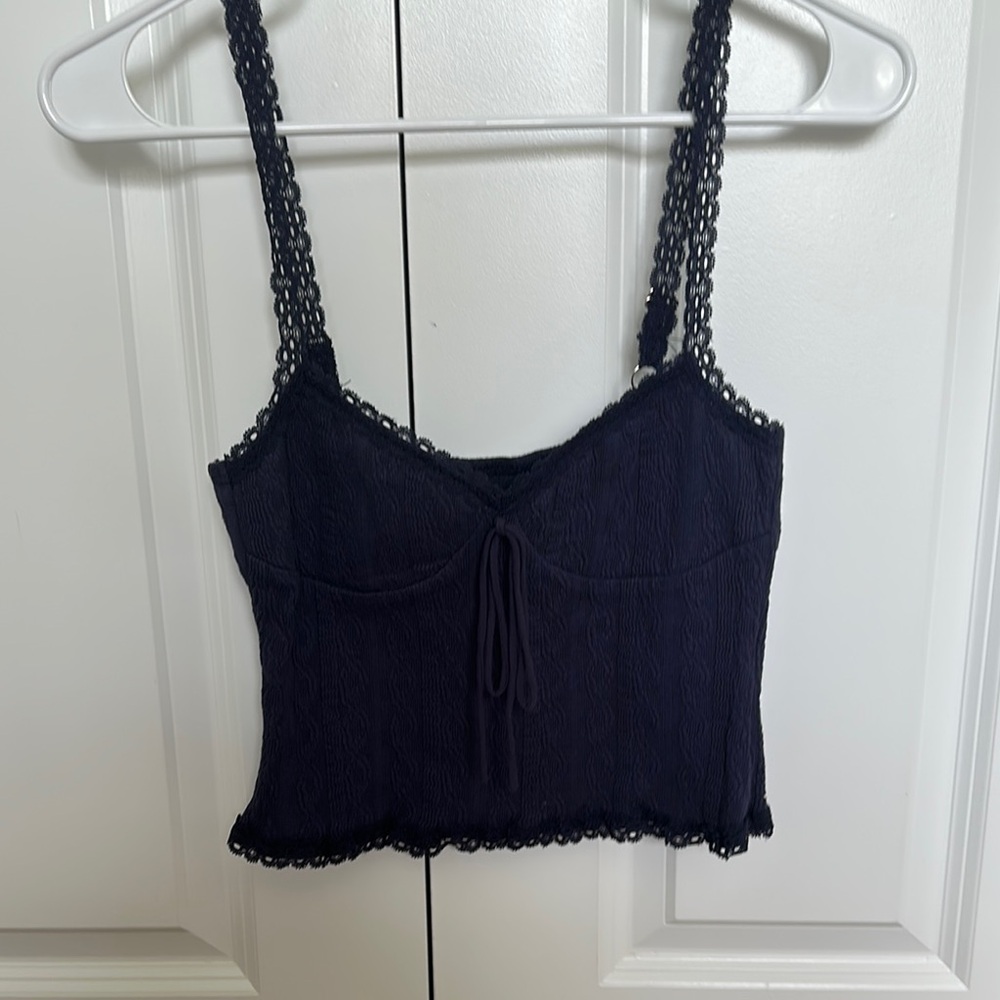 Edikted Black Crop Tie Front Camisole
